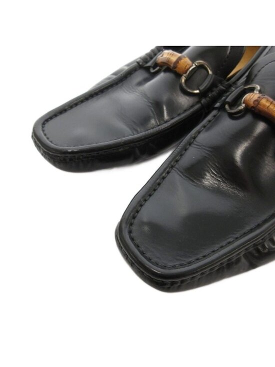 Gucci Bamboo Loafers Slip On Shoes Leather 8.5 Black main image 9
